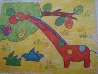 儿童绘画作品高个儿长颈鹿