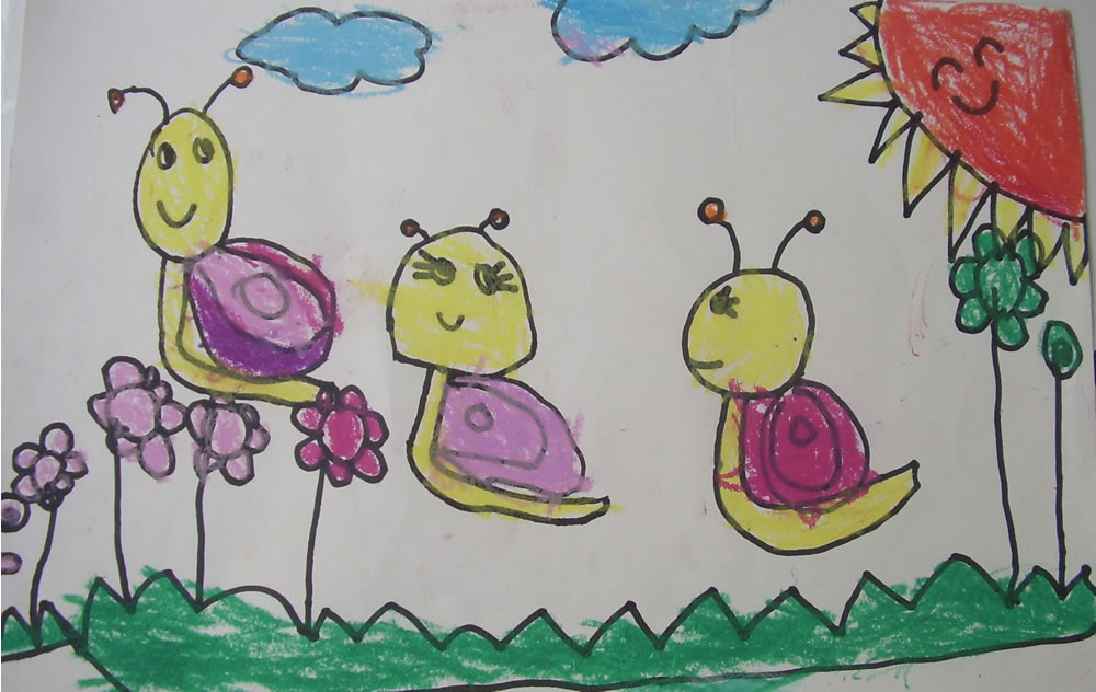 丁丁绘画作品小蜗牛-四周岁