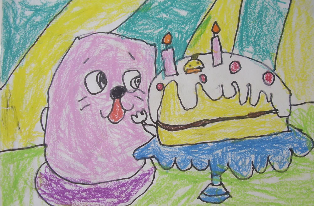 儿童绘画作品诱人的蛋糕