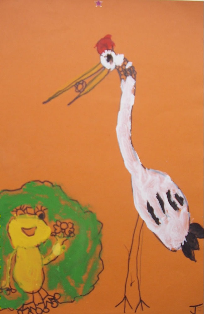 儿童绘画作品丹顶鹤