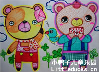幼儿绘画作品:两只小熊