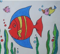 儿童画画大全:五彩小鱼