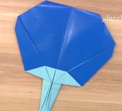 儿童折纸教程:带柄扇子的折纸