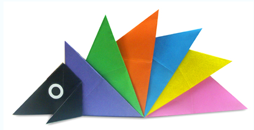 动物折纸大全:五彩小刺猬的折