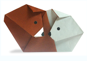 动物折纸大全:两只小狗的折纸
