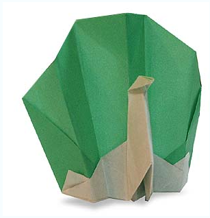 动物折纸大全:孔雀开屏的折纸