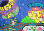 儿童水彩画作品欣赏:月亮渡假村