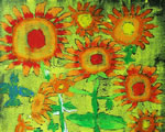 儿童水粉画作品:美丽的向日葵