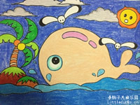 儿童画大鲸鱼