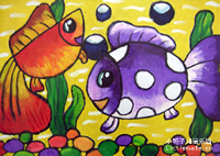 儿童画作品欣赏:水粉画作品美丽的金鱼