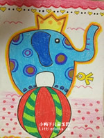 幼儿绘画作品大象玩杂技