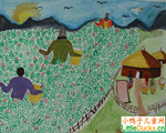 国外儿童画画图片采摘咖啡豆