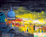 汶莱儿童绘画作品汶莱夜市景观