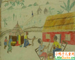 卢安达儿童绘画作品乡村生活