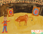 日本儿童绘画作品斗牛
