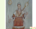 马其顿儿童绘画作品纺织的人