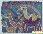 印尼儿童绘画作品看到一群骆驼队