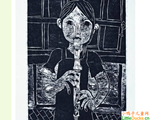 日本儿童绘画作品吹笛子