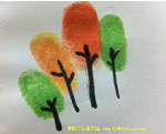 儿童手指画作品欣赏:四棵大树