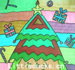 幼儿绘画作品欣赏:一棵高大的圣诞树