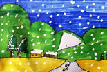 儿童绘画作品美丽的冬天图片-家乡的冬季
