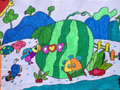 儿童绘画作品西瓜城之游