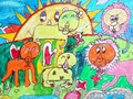 儿童绘画作品狮子乐园