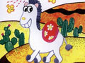 儿童绘画作品沙漠中的骆驼