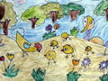 儿童绘画作品《新疆小姑娘》