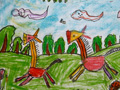 儿童绘画作品两只小毛驴