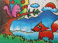 儿童绘画作品小狐狸