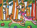 儿童绘画作品两鹿追