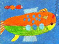 儿童绘画作品小鱼吃