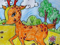儿童绘画作品美丽的梅花鹿
