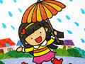 儿童绘画作品漂亮的小伞