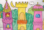 关于城堡的彩色铅笔