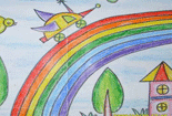 儿童画作品欣赏-风雨过后见彩虹