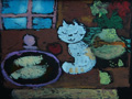 儿童版画作品欣赏:姥姥家的猫
