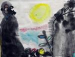 儿童绘画作品猴子捞月