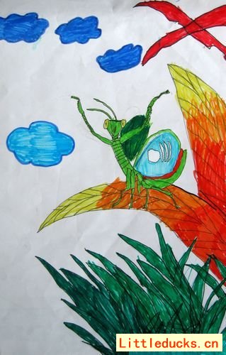 幼儿绘画作品螳螂