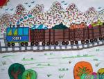 儿童画作品欣赏运货物的火车