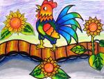 儿童绘画作品:大公鸡