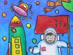 中国宇航员登月-儿童科学幻想绘画作品