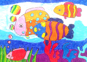 儿童油画棒作品欣赏-热带