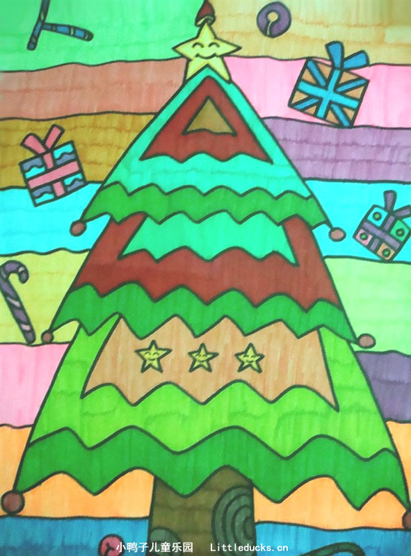 幼儿绘画作品欣赏:一棵高大的圣诞树