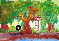 儿童绘画作品　树屋