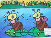 儿童油画棒作品蚂蚁