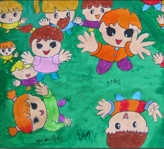 儿童绘画作品:欢乐儿童