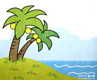 儿童油画棒画作品欣赏:椰子树