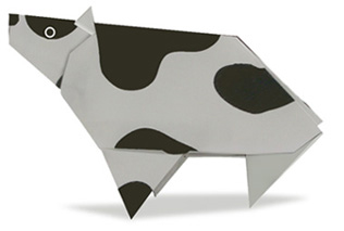 儿童折纸教程:奶牛的折纸方法